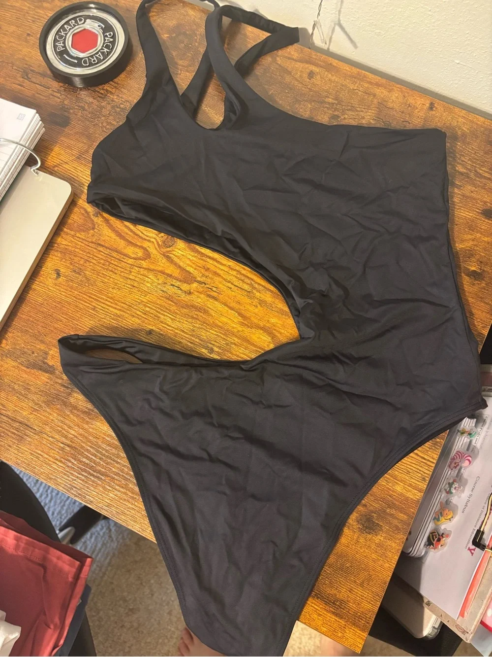 Frankie's Bikinis Black One-Shoulder Cutout One-Piece
